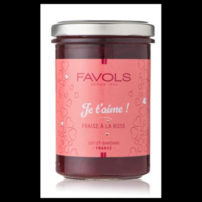 Confiture " Je t'aime" fraise à la rose 250gr Maison Favols