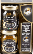 25€ Coffret truffe Giuliano Tartufi ( salsa tartufata, crème de cèpes à la truffe, huile à la truffe)